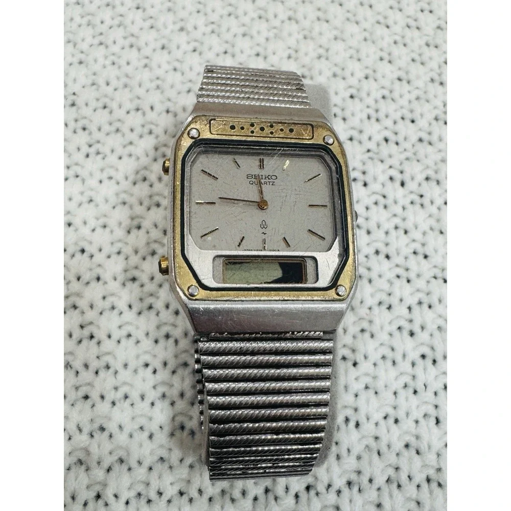 Vintage Seiko H249-5070 Ana-Digi Alarm Chronograph Quartz Watch Parts Repair